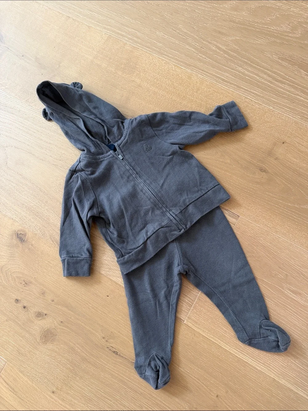 GAP Baby Charcoal Hooded Zip Sweatshirt and Footed Joggers